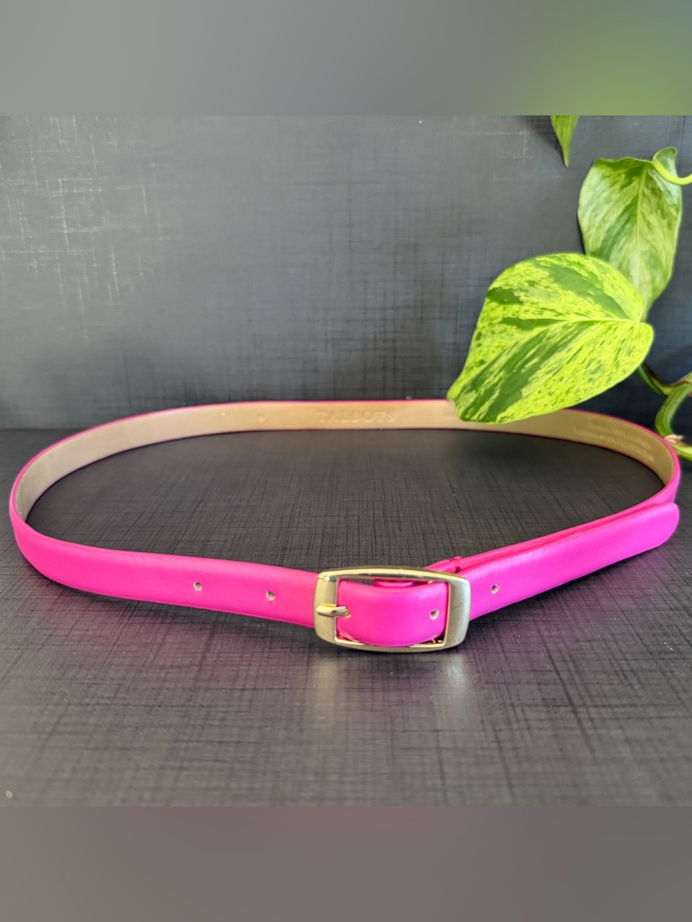 Talbots Bright Pink Leather Belt with Gold Buckle Small Colorful Layered